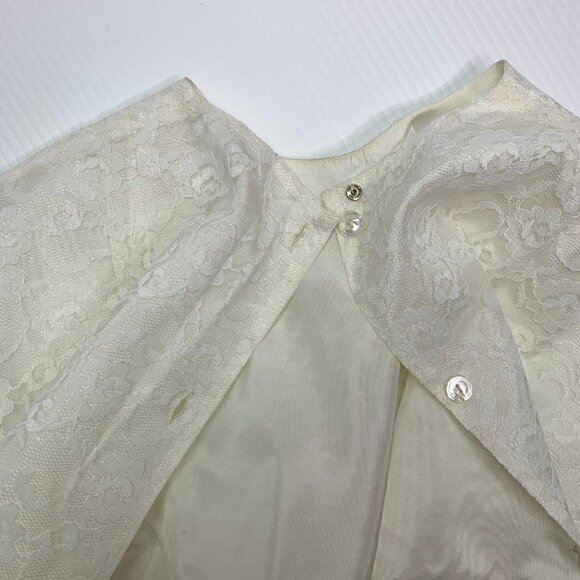 Belita Classic Vintage Crop Blouse Sheer Lace Overlay White Euro 38 - Picture 4 of 8